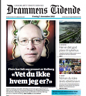 Drammens Tidenes førsteside 7. desember 2012.